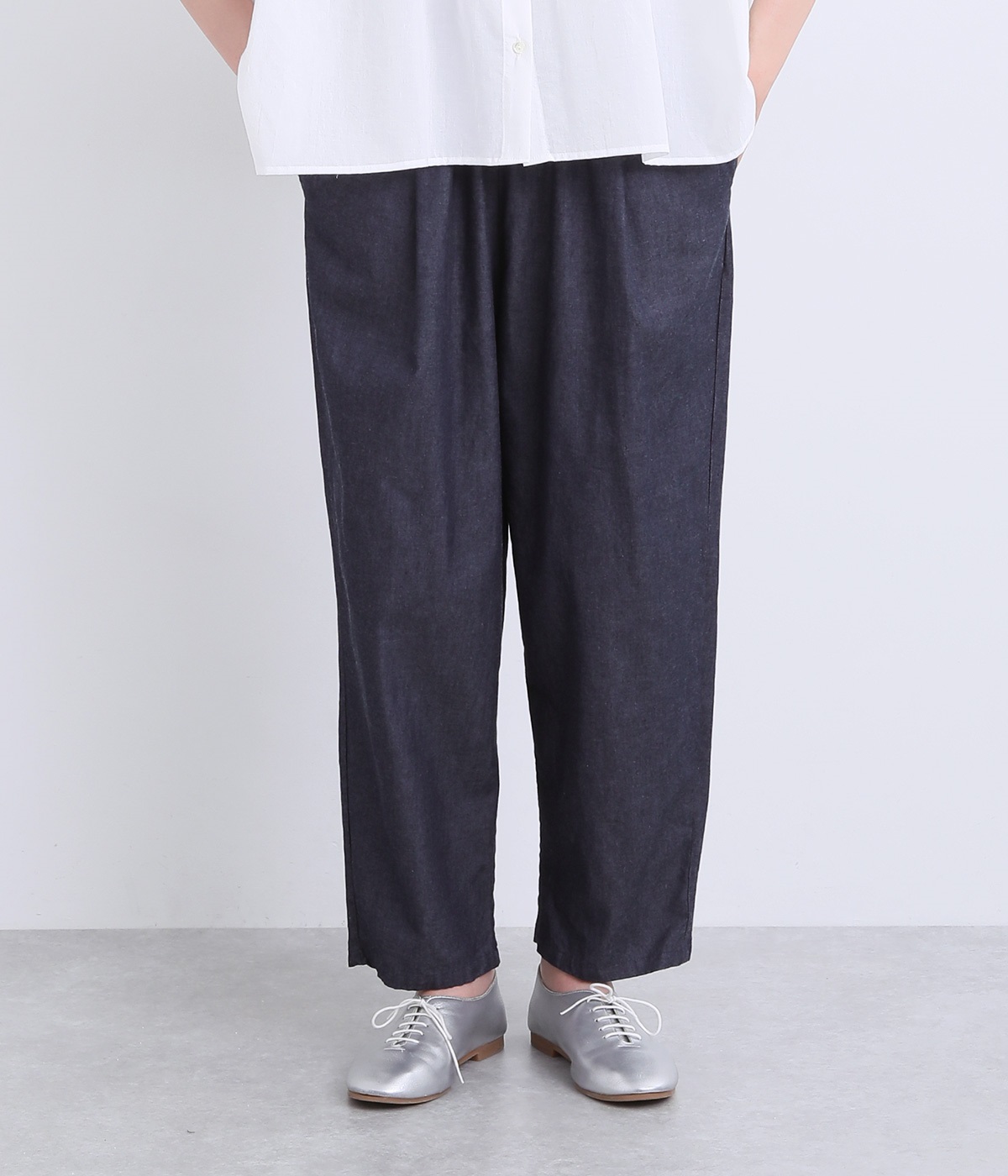 5ozデニム タックテーパードパンツ(ミドルインディゴ-ONESIZE)