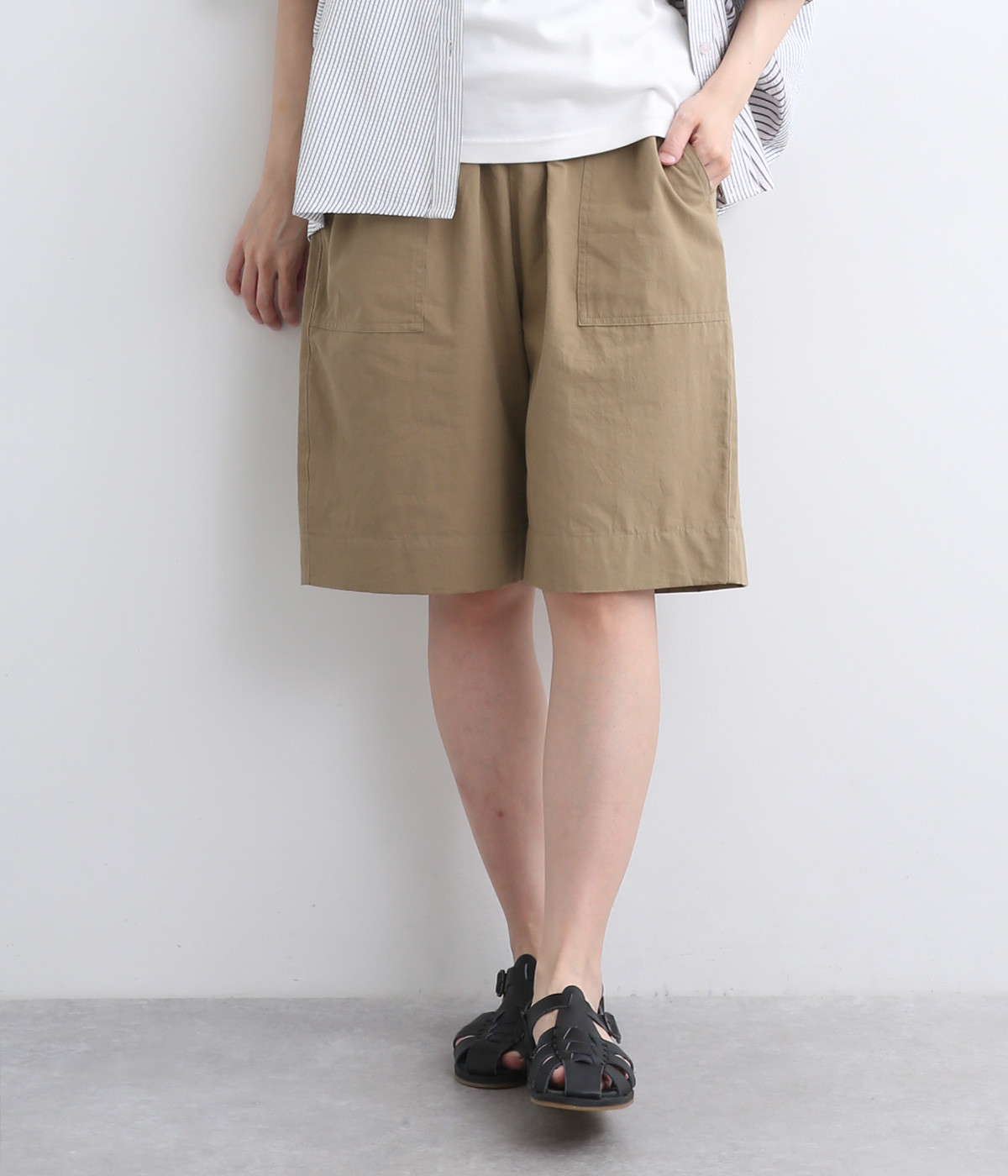 【made in japan】コットン ショートパンツ(ベージュ-ONESIZE)