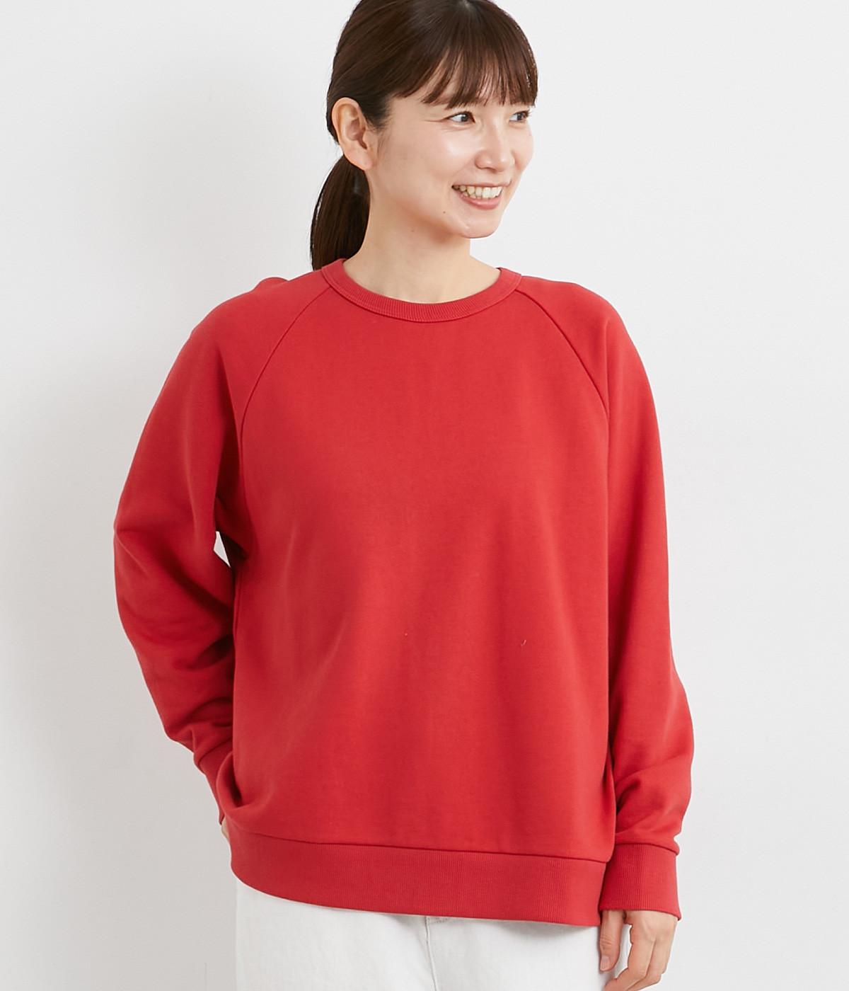 コットン 裏毛ラグランプルオーバー(レッド-ONESIZE)