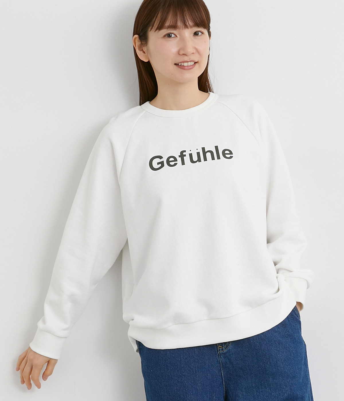 ロゴ入り裏毛ラグランプルオーバー(Gefuhle)(オフホワイト-ONESIZE)