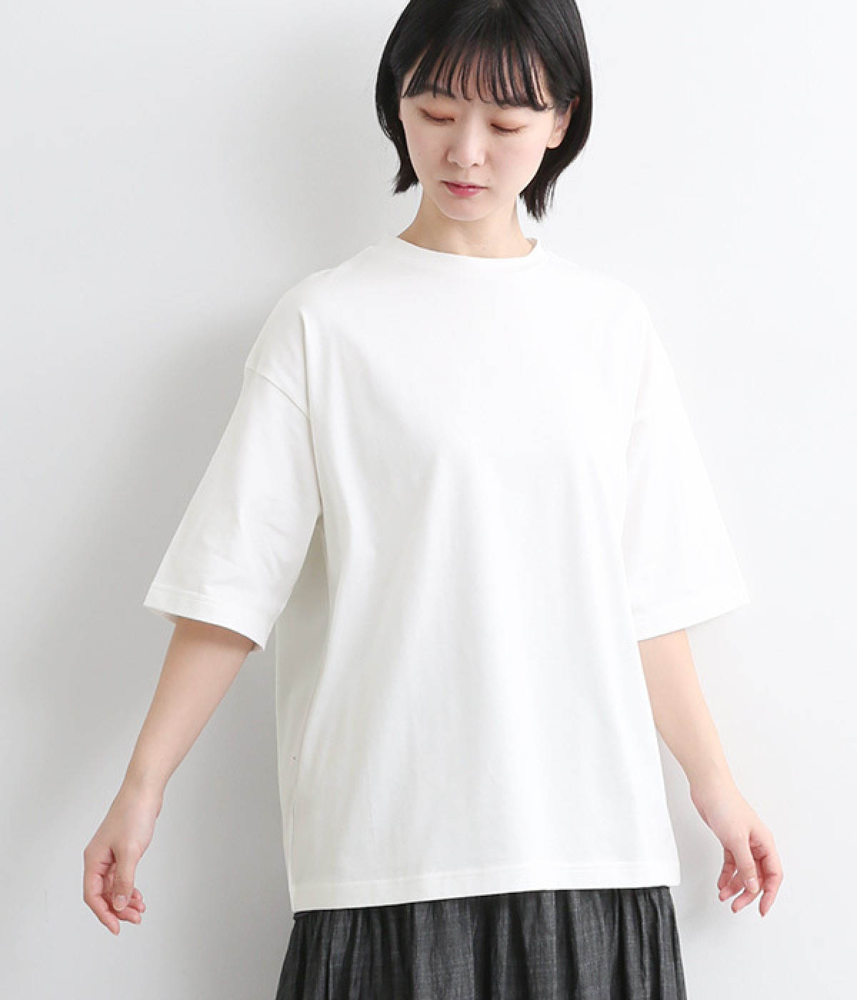 コットン オーバーサイズTシャツ(オフホワイト-ONESIZE)