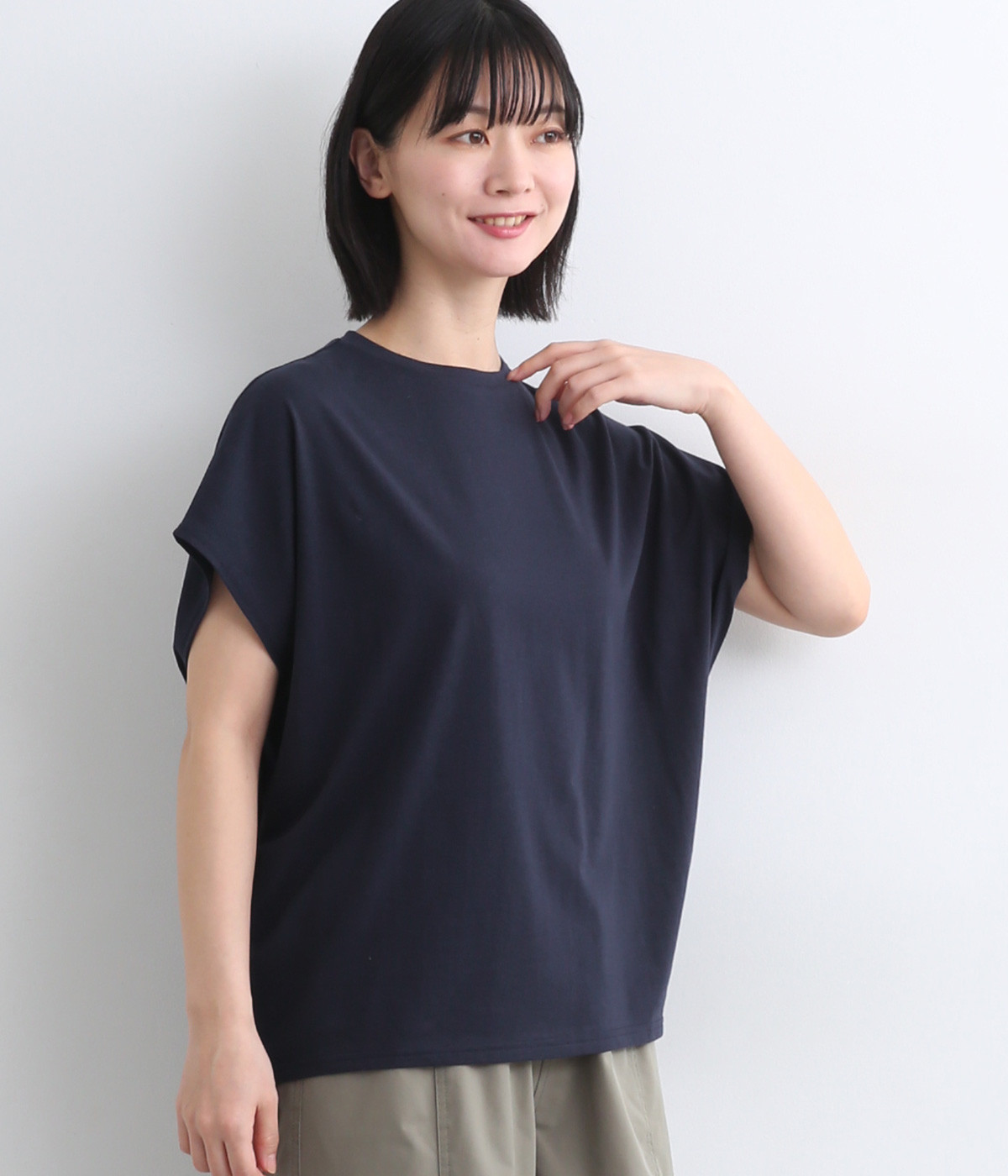 【made in japan】コットン シンプルプルオーバー(ネイビー-ONESIZE)