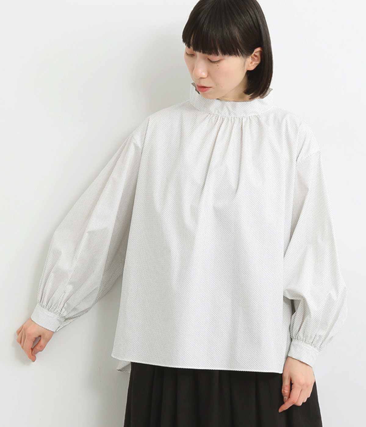 コットンドットギャザープルオーバー(オフホワイト-ONESIZE)