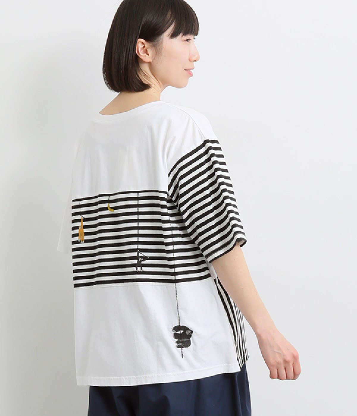 コットン重さ比べ刺繍T(ホワイト-ONESIZE)