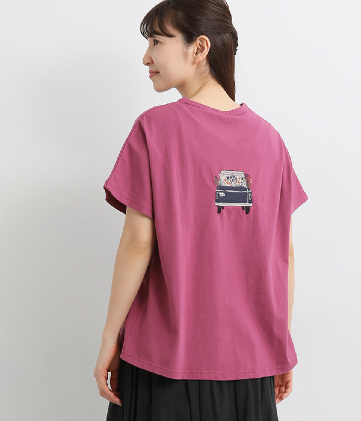 コットン車と鍵刺繍ドルマンT(パープル-ONESIZE)
