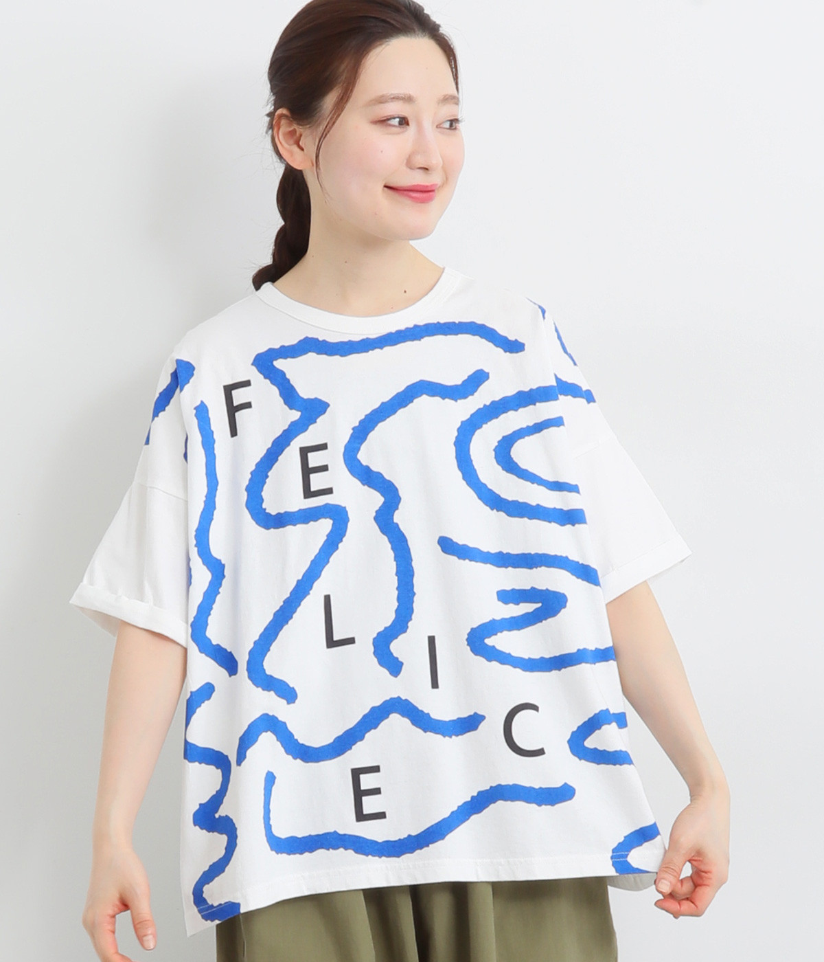 プリントTシャツ FELICE(ホワイト-ONESIZE)