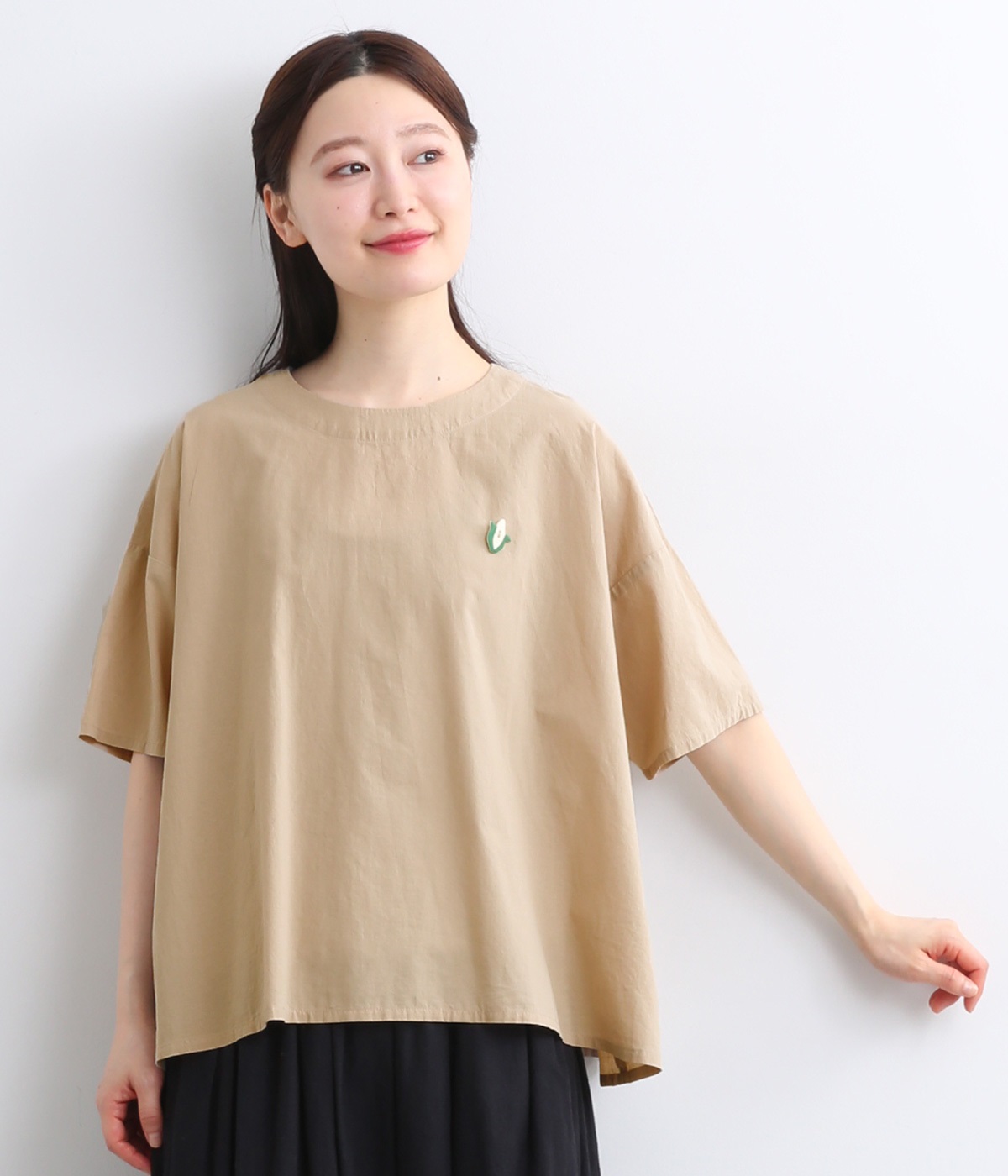 とうもろこしぼたん付きブラウス(ベージュ-ONESIZE)