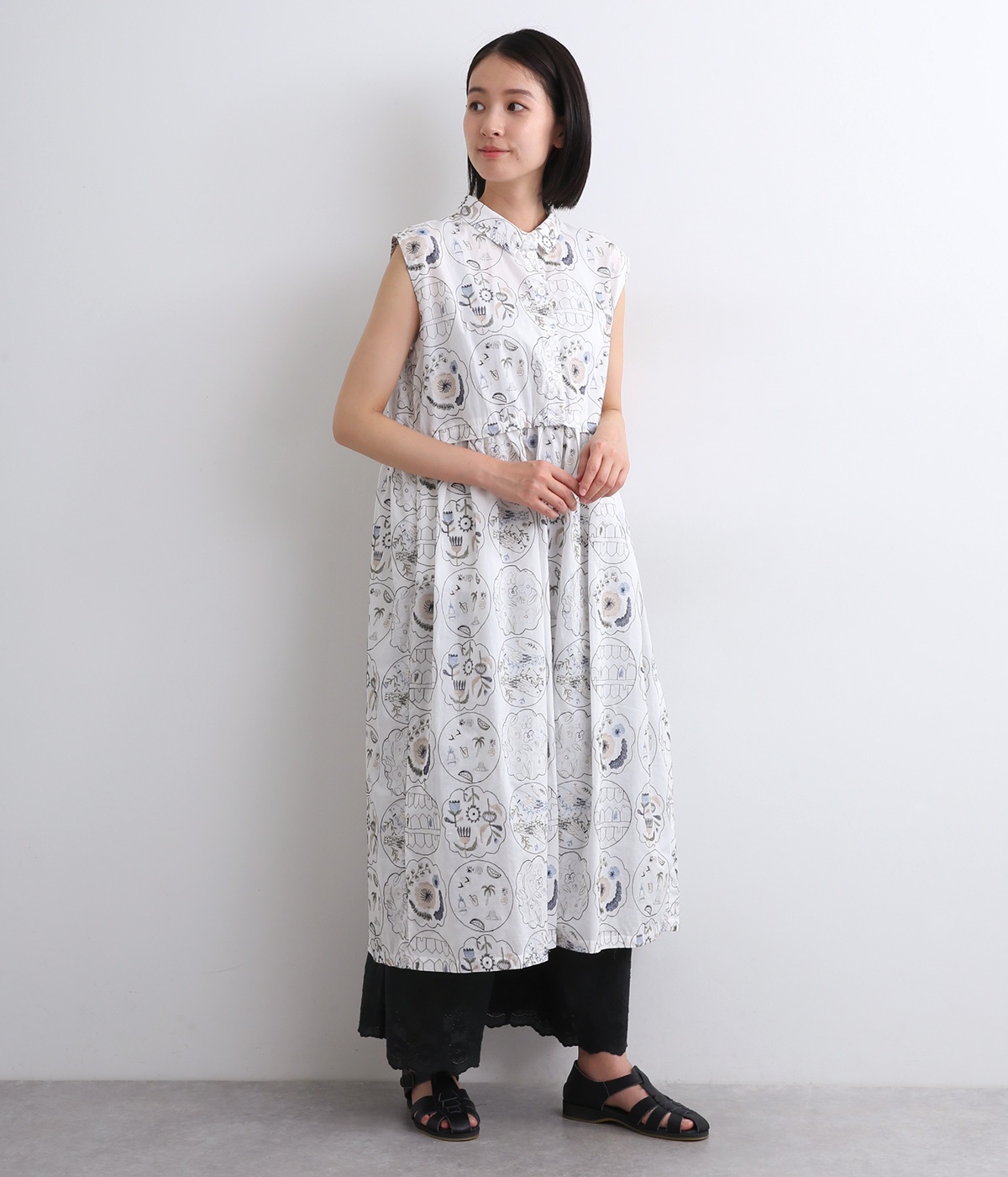 リメイク総柄刺繍ワンピース(ホワイト-ONESIZE)
