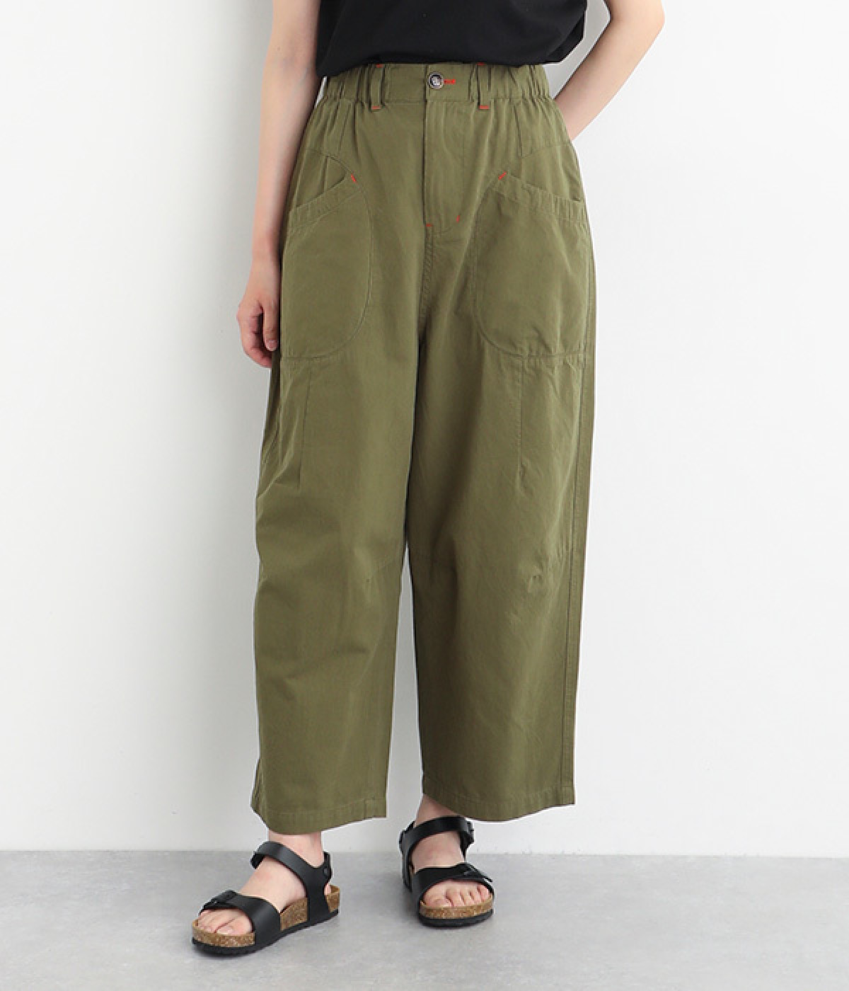 コットンツイルオウヴァムパンツ(カーキ-ONESIZE)