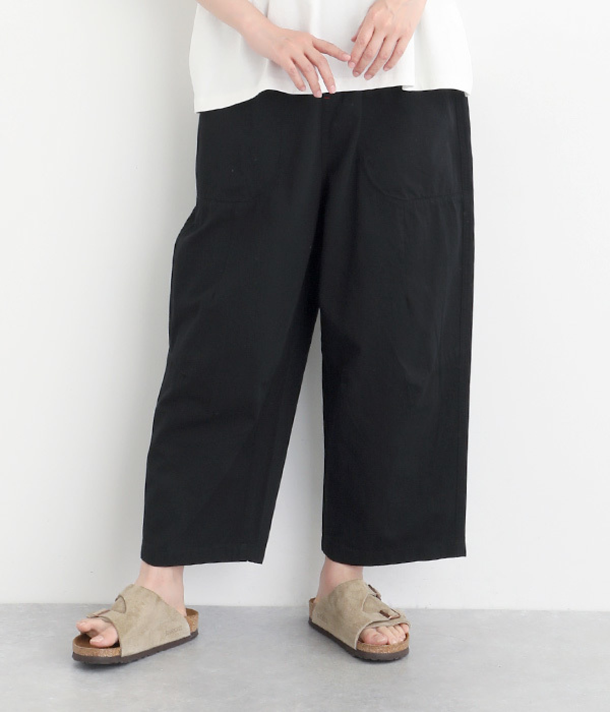 コットンツイルオウヴァムパンツ(ブラック-ONESIZE)