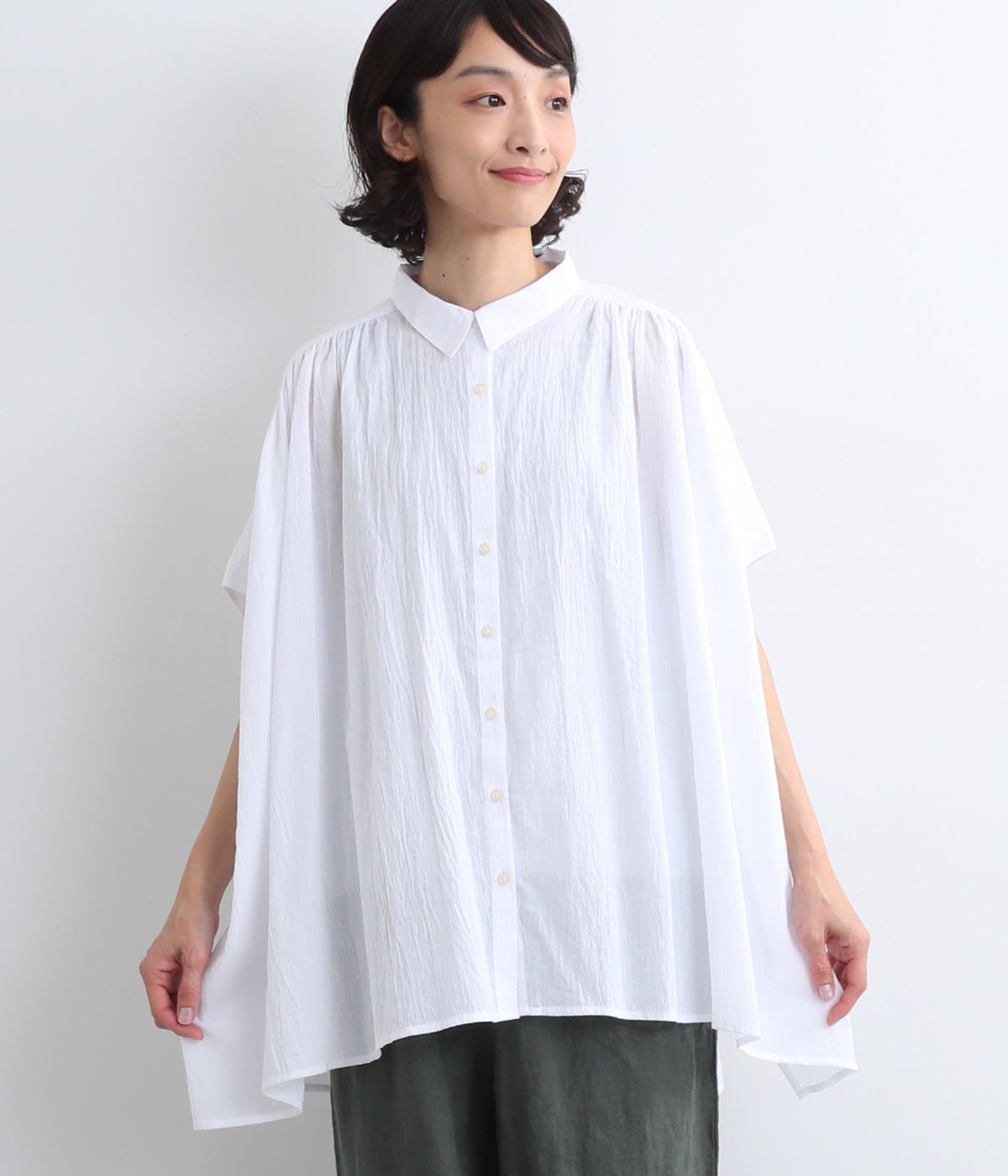 しわボイルシャーリングバンザイチュニック(オフ-ONESIZE)