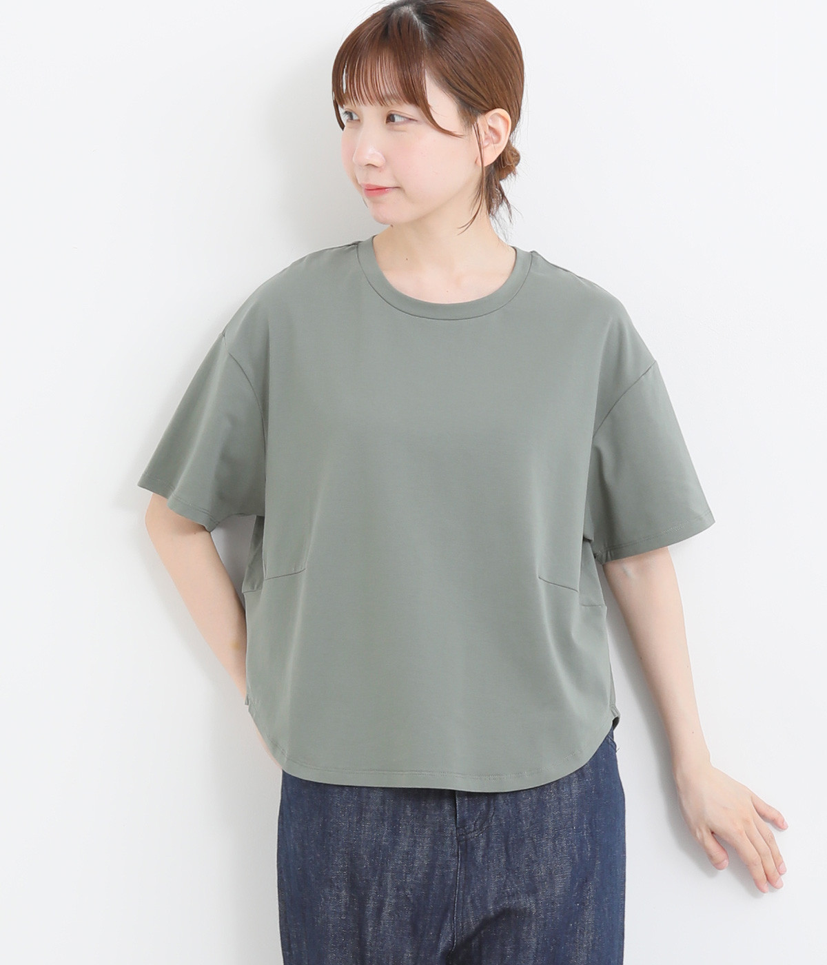 コットンベア天竺立体シルエットプルオーバー(カーキ-ONESIZE)