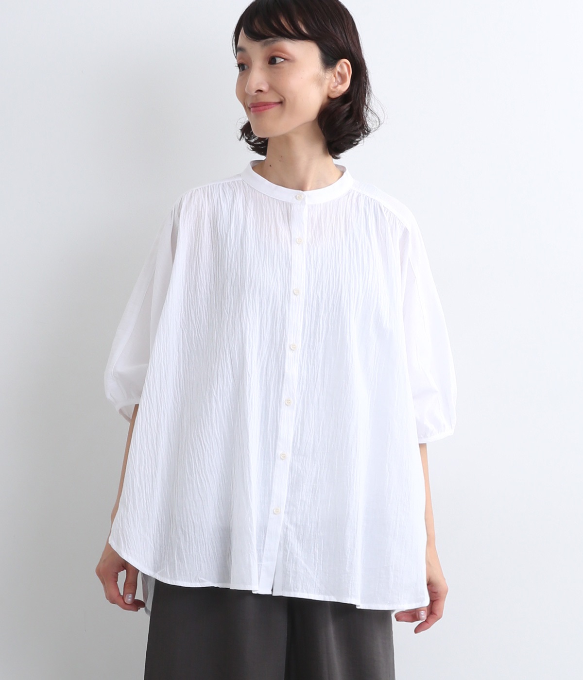 しわボイルバックバルーンバンザイブラウス(オフホワイト-ONESIZE)