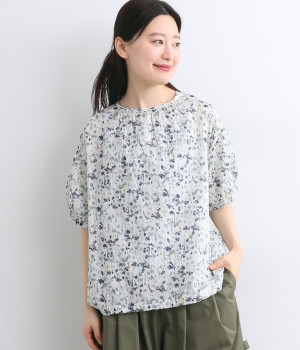 コットンl花柄半袖プルオーバー