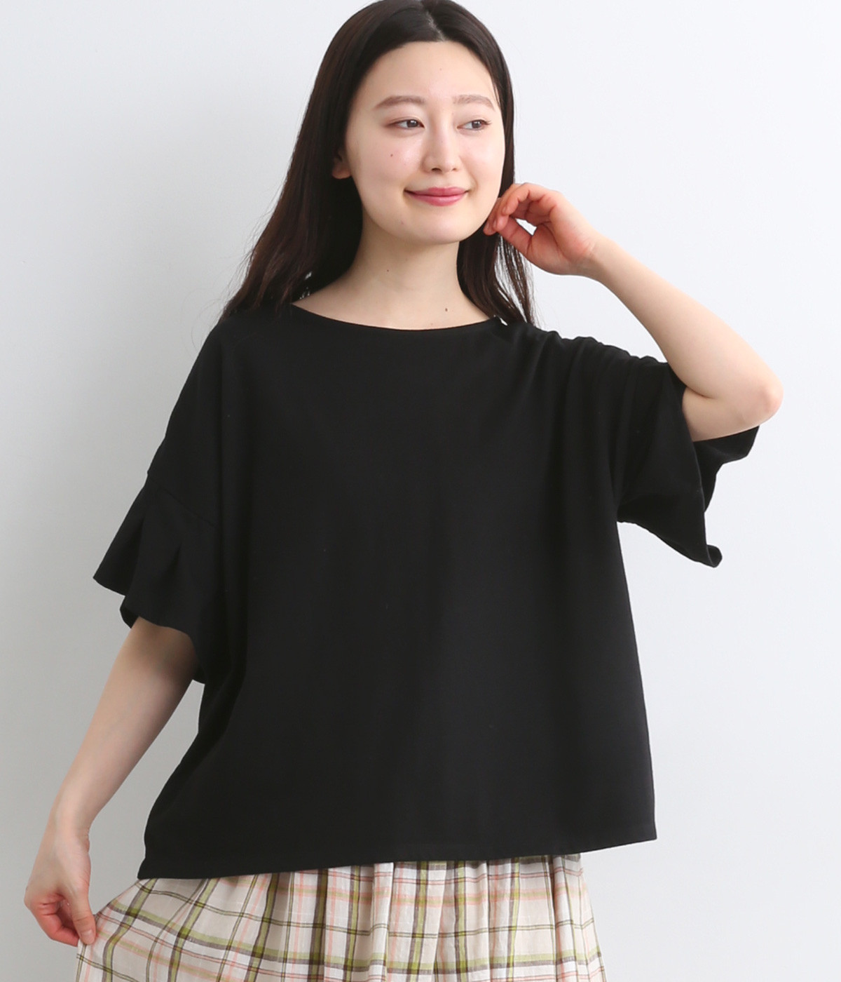 TC天竺タックスリーブＴシャツ(ブラック-ONESIZE)
