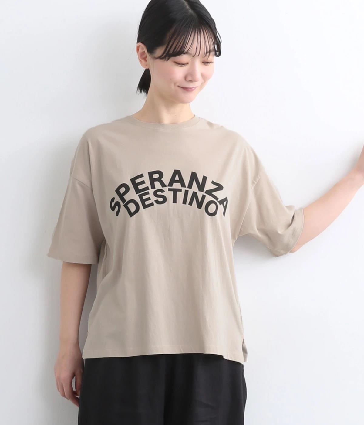 良質天竺ロゴプリント6分袖Tシャツ(グレー-ONESIZE)