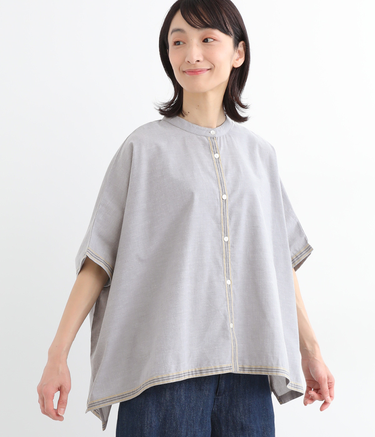 方耳シャンブレードルマンシャツ(グレー-ONESIZE)