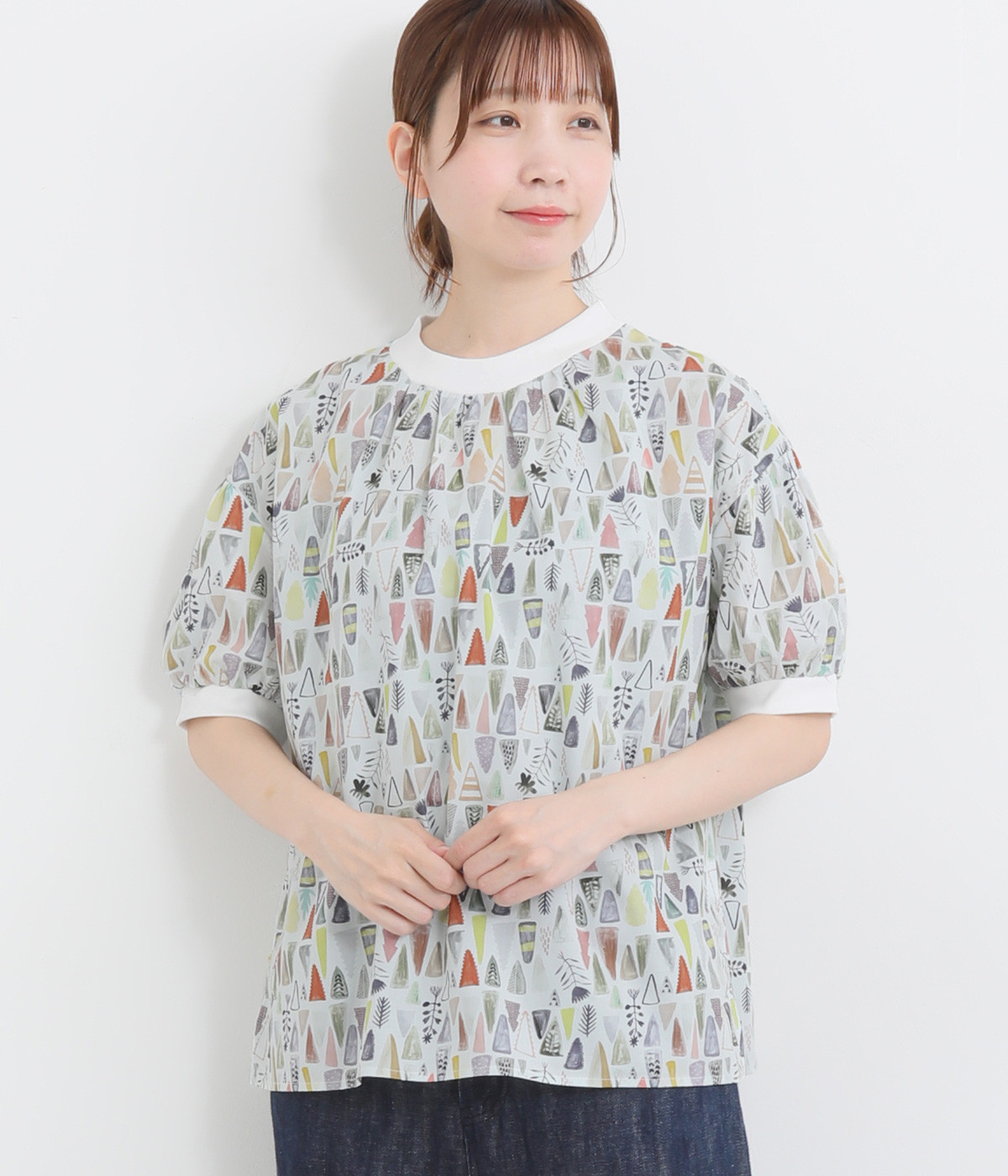シャリシャリオックスリブクルーＴシャツ(ホワイトC-ONESIZE)