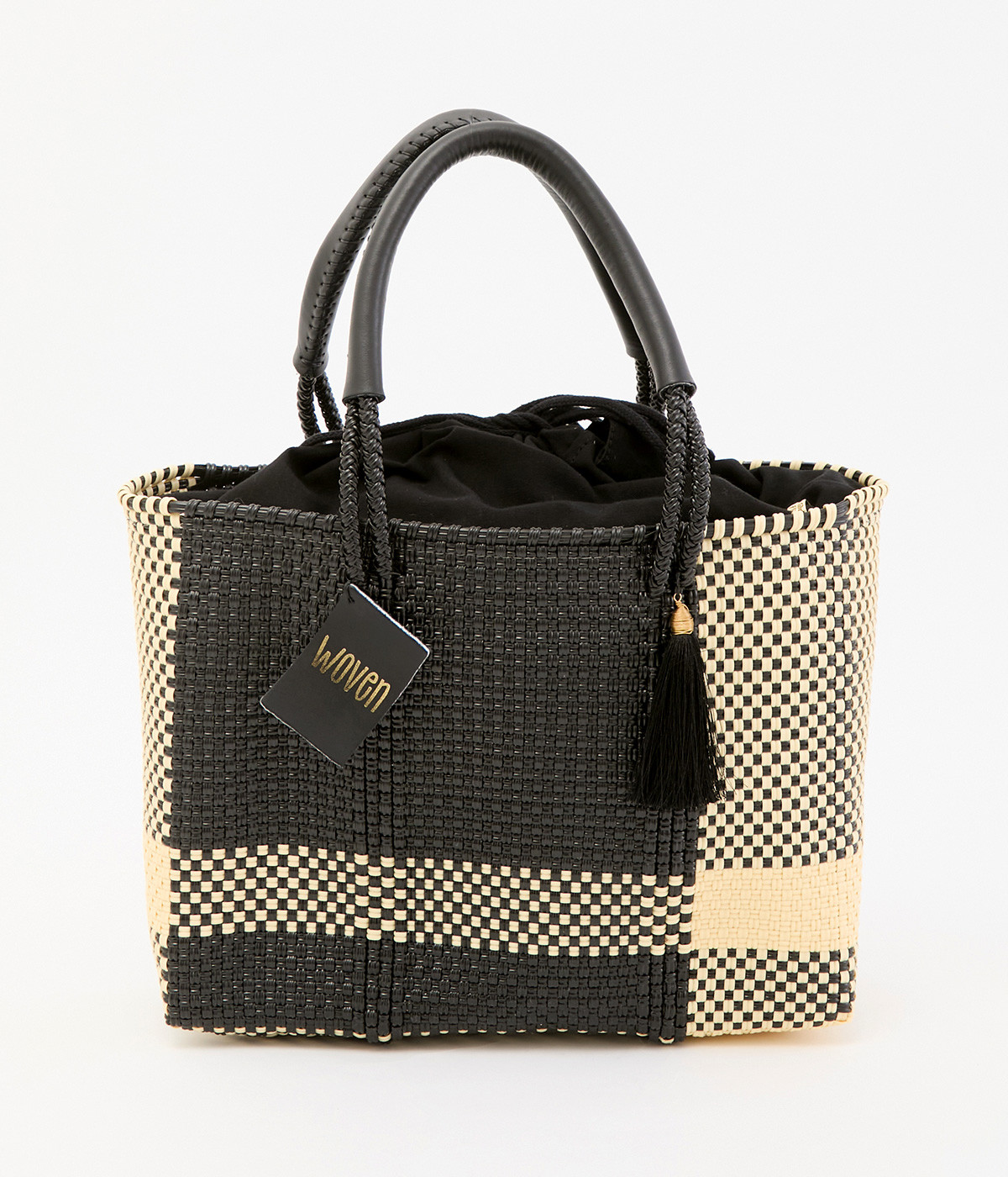 メルカドバッグ　SMALL BAG COTTON LINING(ブラック/クリーム-ONESIZE)