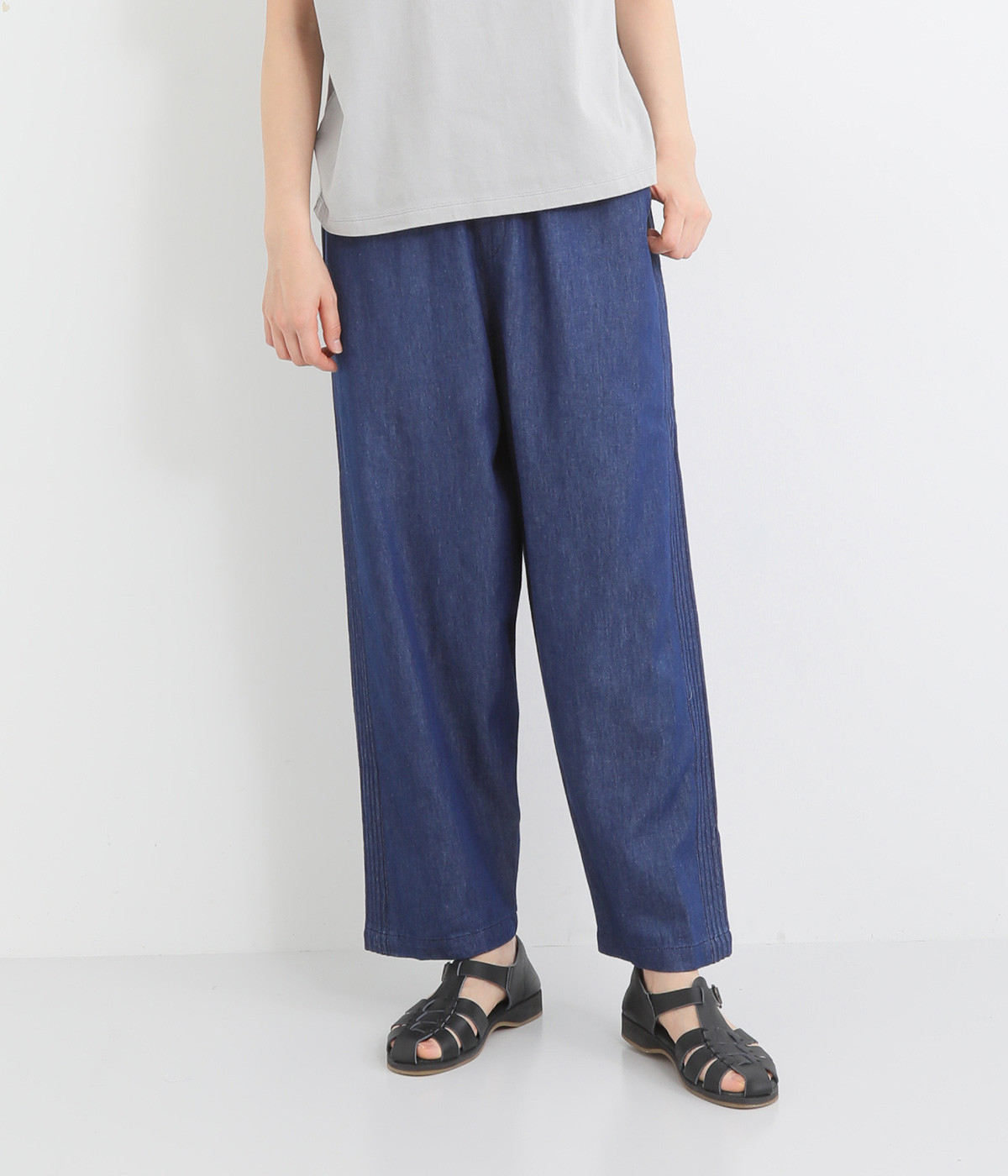 5.5ozデニム ピンタックパンツ(ネイビーデニム-ONESIZE)