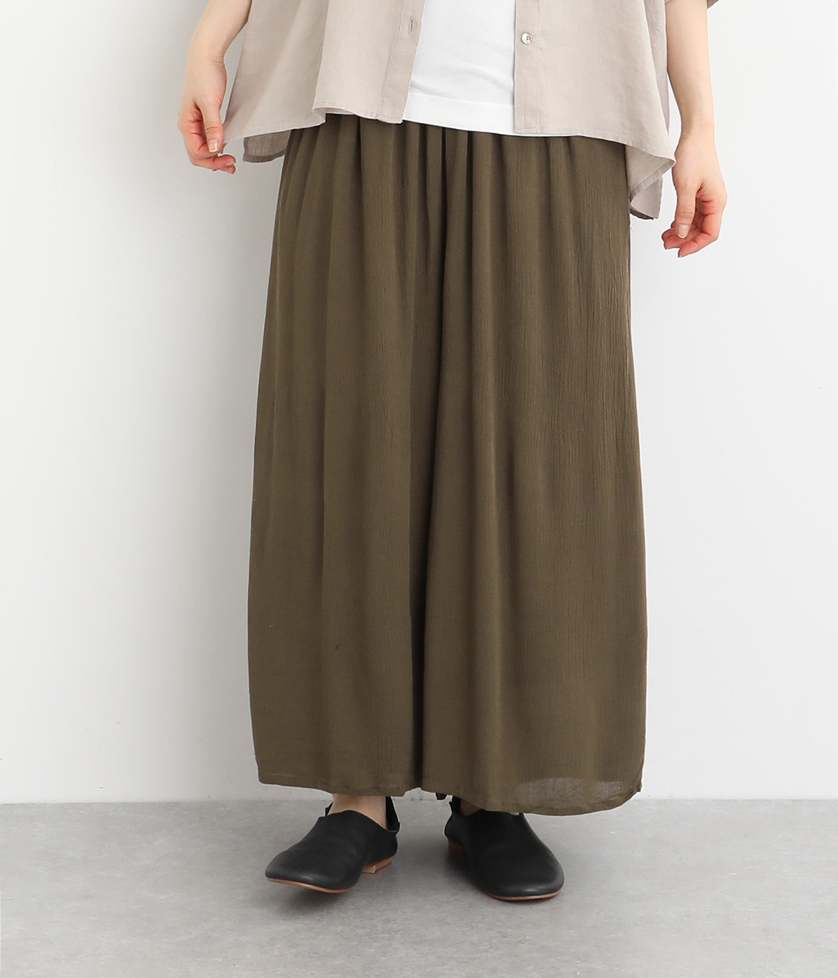 レーヨンクレープタックスカーチョ(カーキ-ONESIZE)