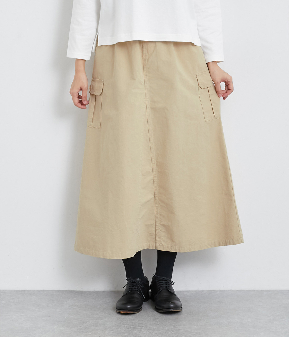 グログランバイオ加工カーゴスカート(ベージュ-ONESIZE)