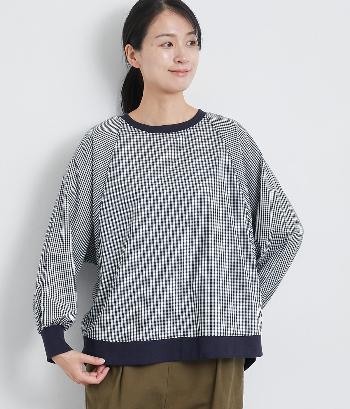TCブロードバックヘンリープルオーバー(ネイビーチェック-ONESIZE)