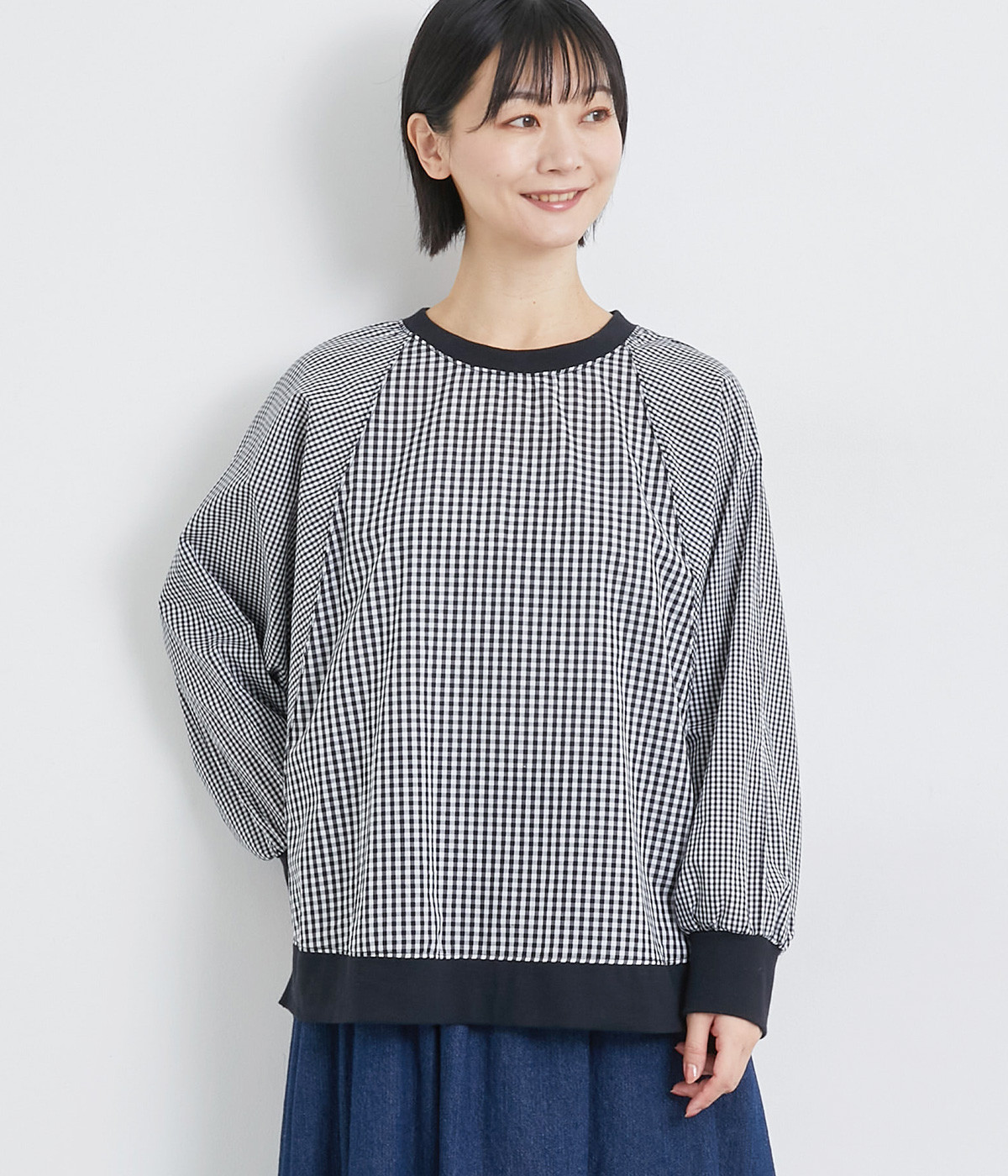 TCブロードバックヘンリープルオーバー(ブラックチェック-ONESIZE)