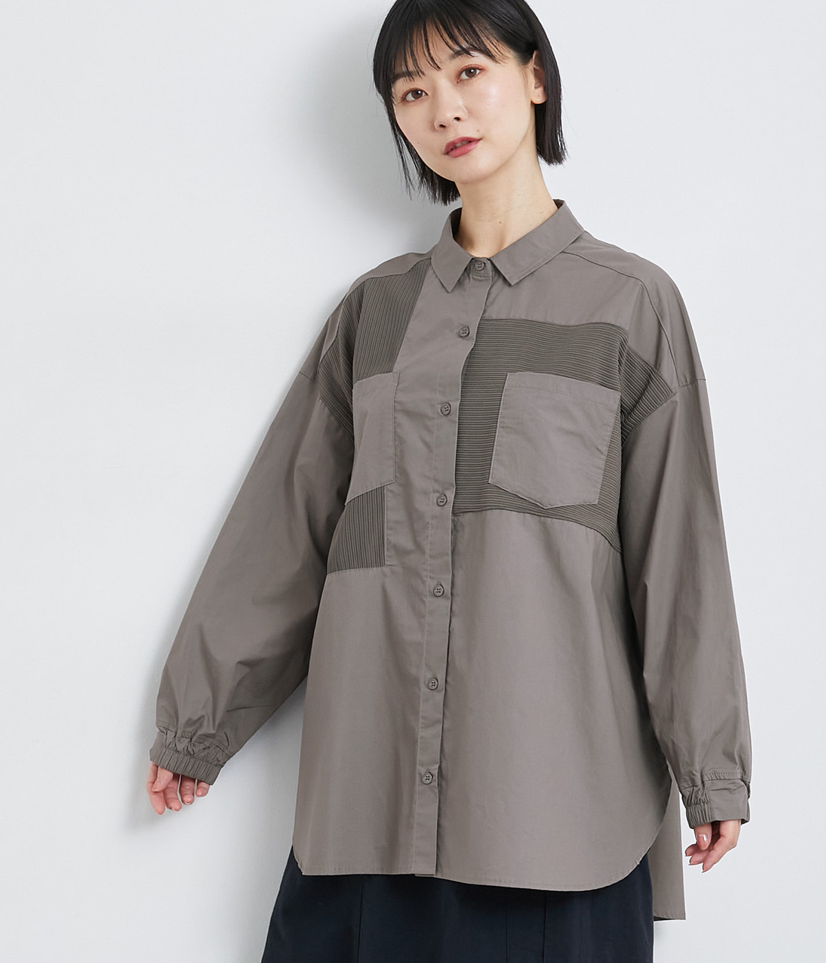リップルタイプライター切替シャツ(チャコール-ONESIZE)