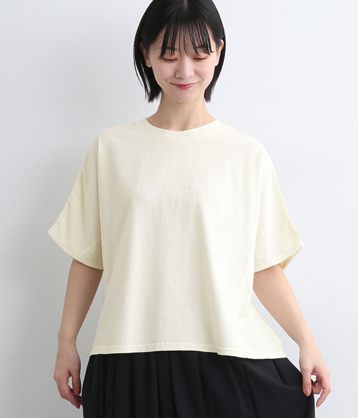 ピグメント加工短丈ビッグT(アイボリー-ONESIZE)