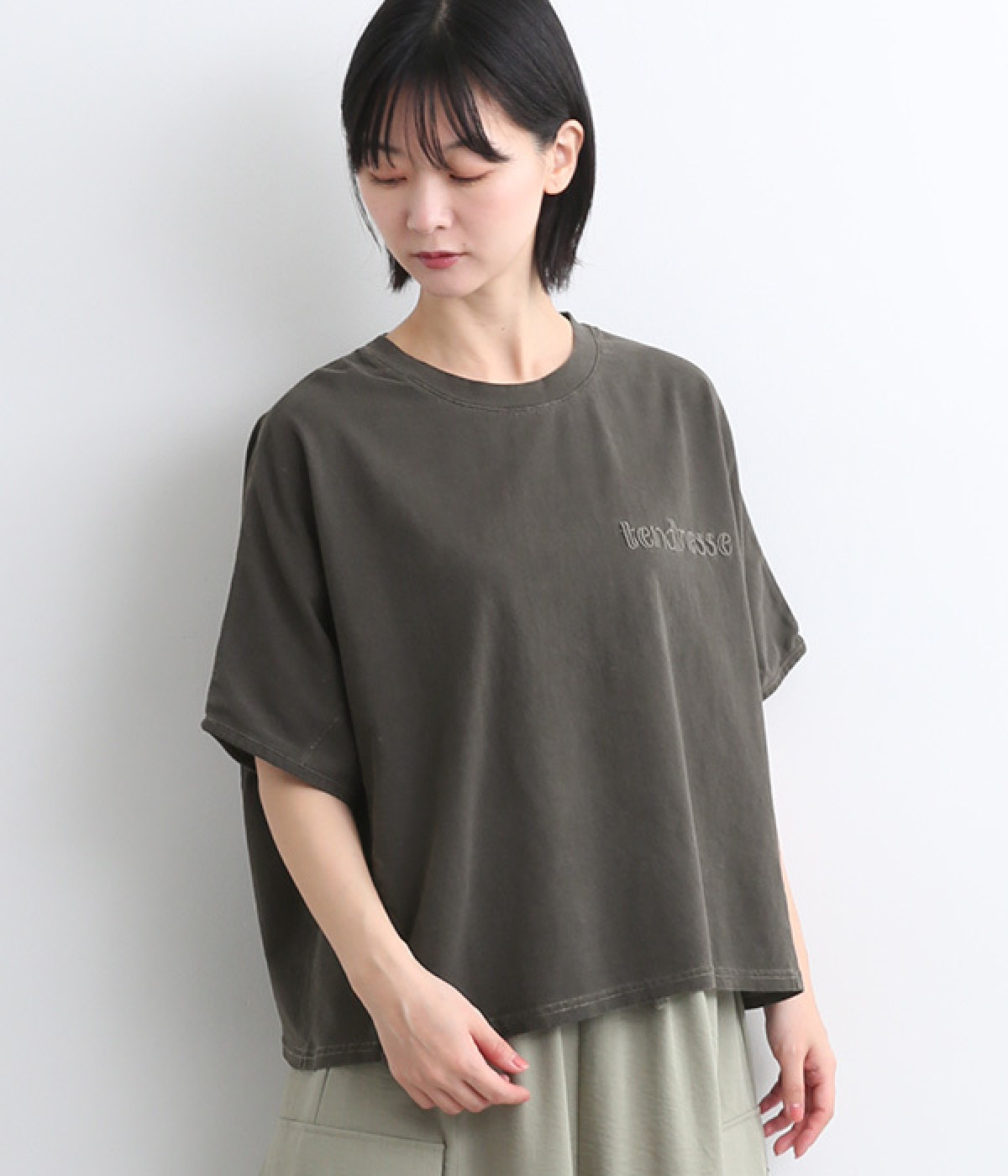 ピグメント加工短丈ビッグT(チャコール-ONESIZE)