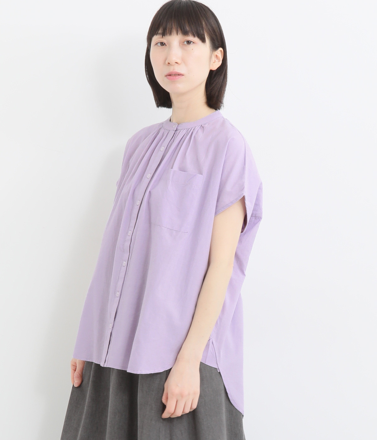 シャンブレー ドルマンブラウス(パープル-ONESIZE)