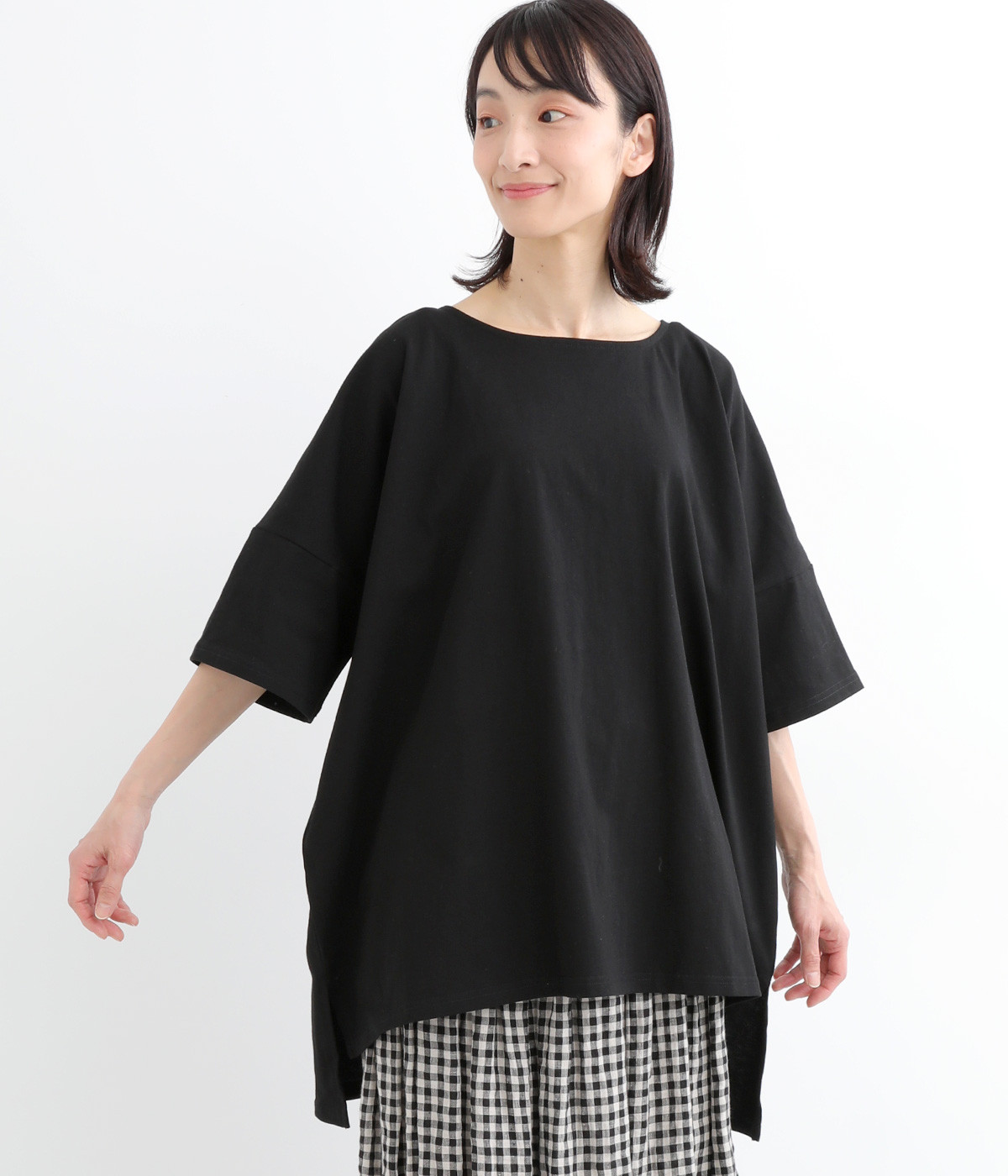 16SOE天竺バイオウォッシュスクエアTシャツ(ブラック-ONESIZE)