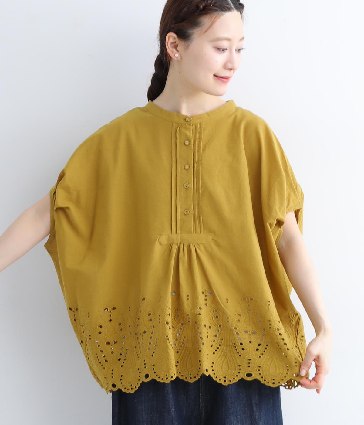 キャンブリックスカラップ刺繍プルオーバー(マスタード-ONESIZE)