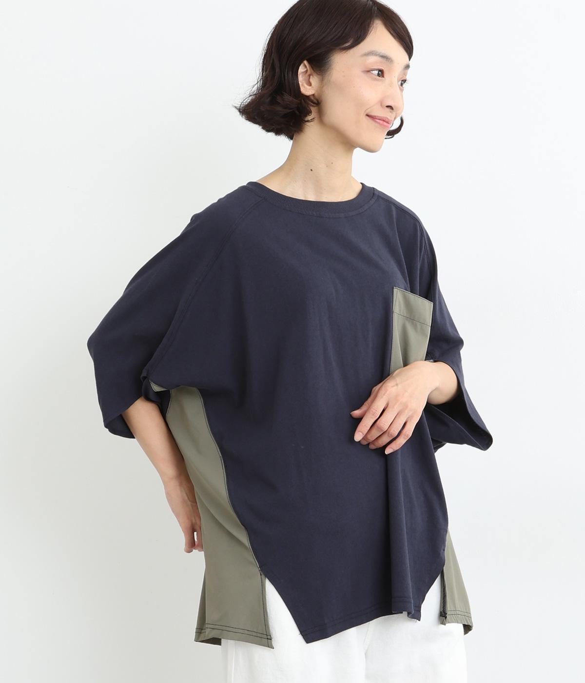 リップストップ天竺切替ドルマンプルオーバー(ネイビー-ONESIZE)