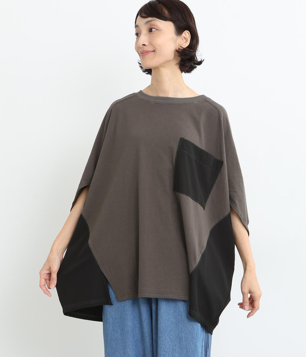 リップストップ天竺切替ドルマンプルオーバー(チャコール-ONESIZE)