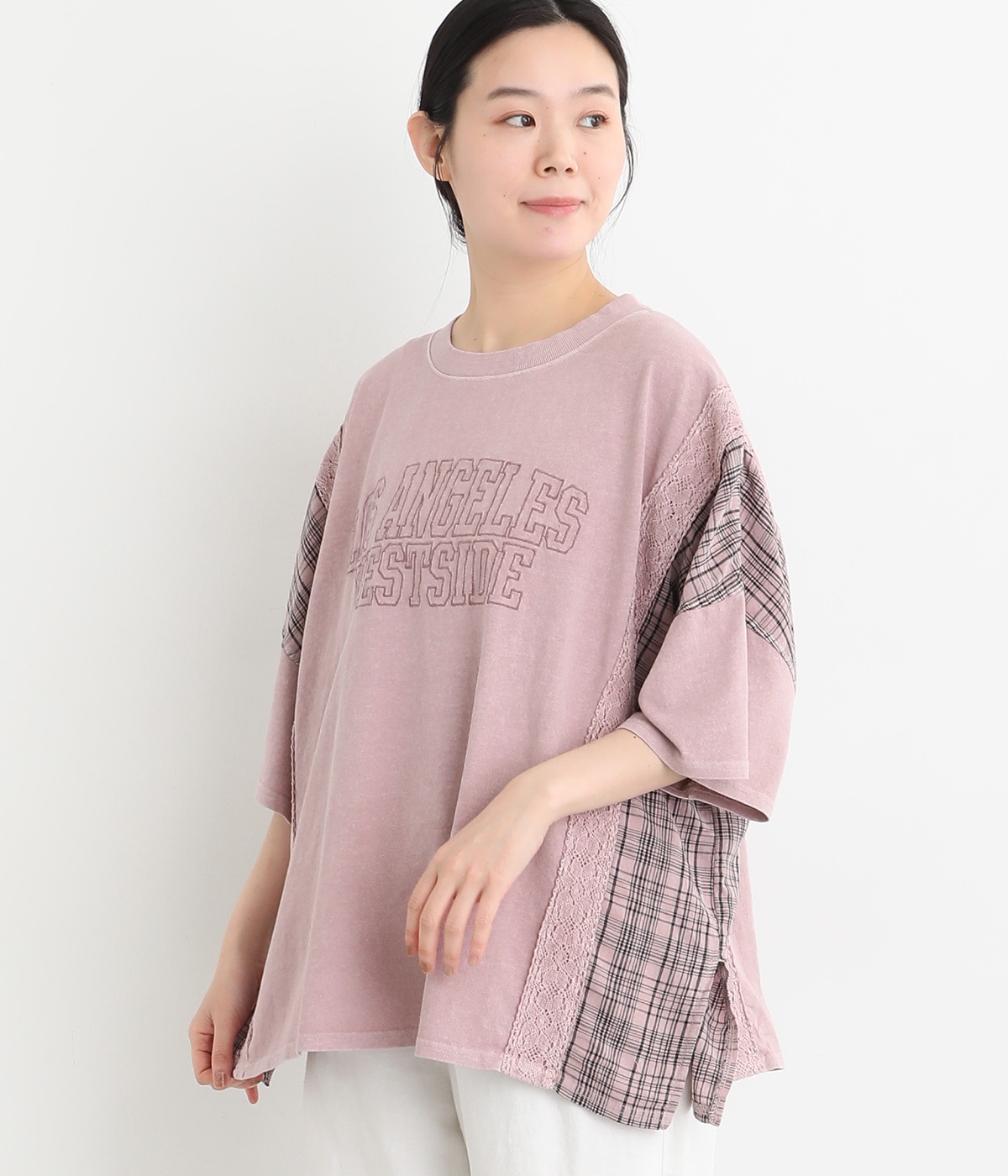 18s天竺ピグメント ドッキングワイドロゴT(ピンク-ONESIZE)