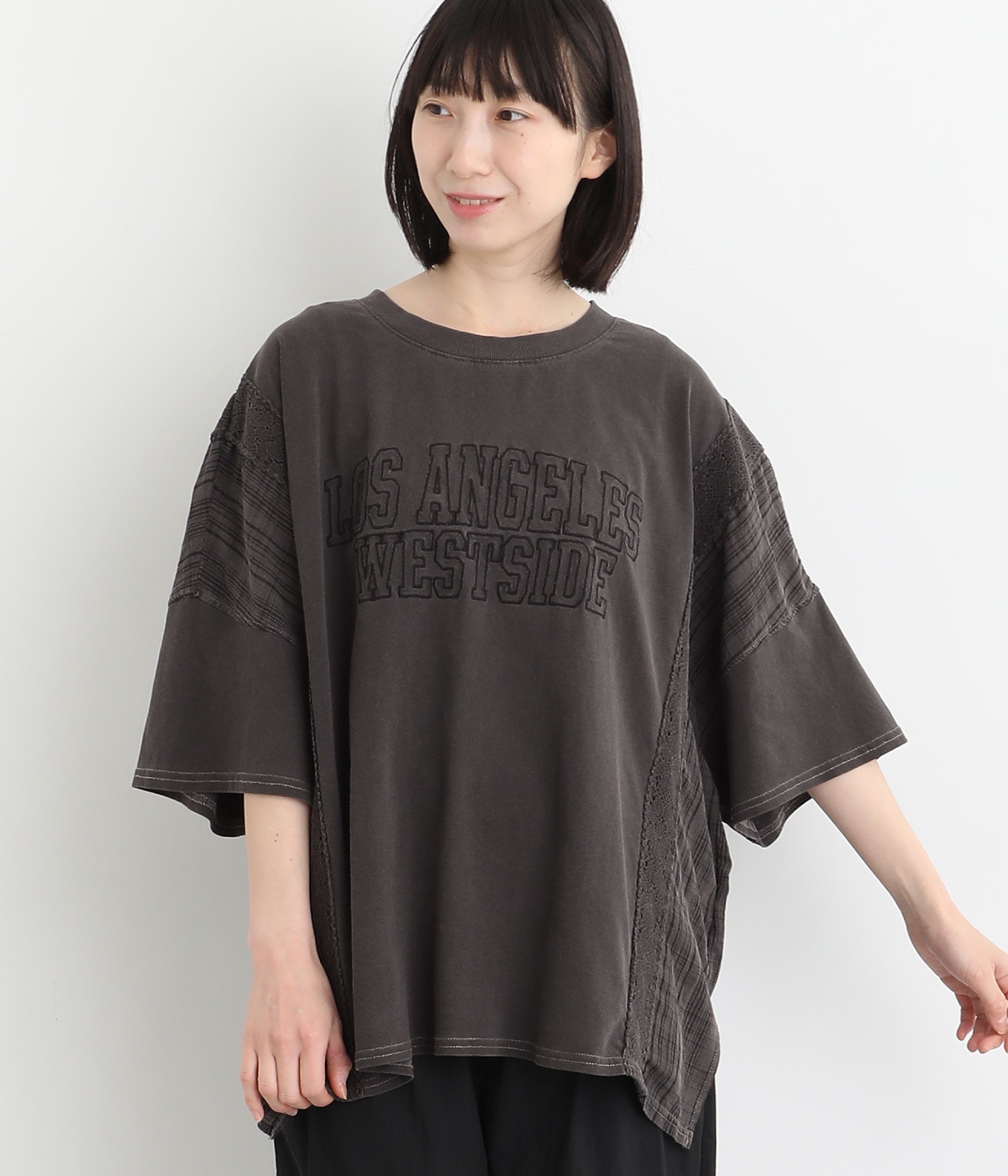 18s天竺ピグメント ドッキングワイドロゴT(チャコール-ONESIZE)