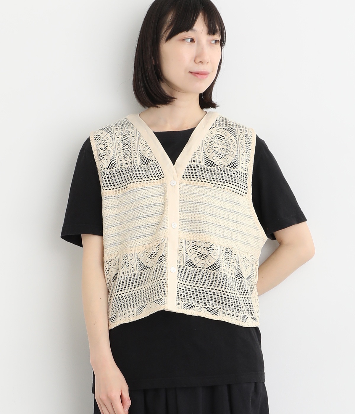 クロッシェレース シャツベスト(キナリ-ONESIZE)