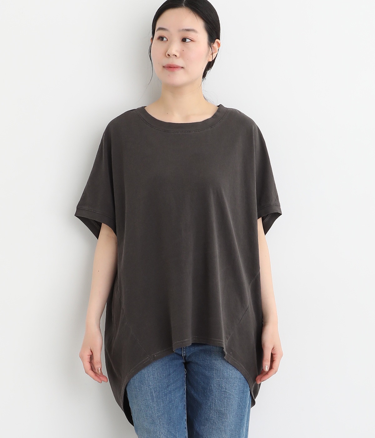 １６SOE天竺ピグメントバイオコクーンTシャツ(チャコール-ONESIZE)
