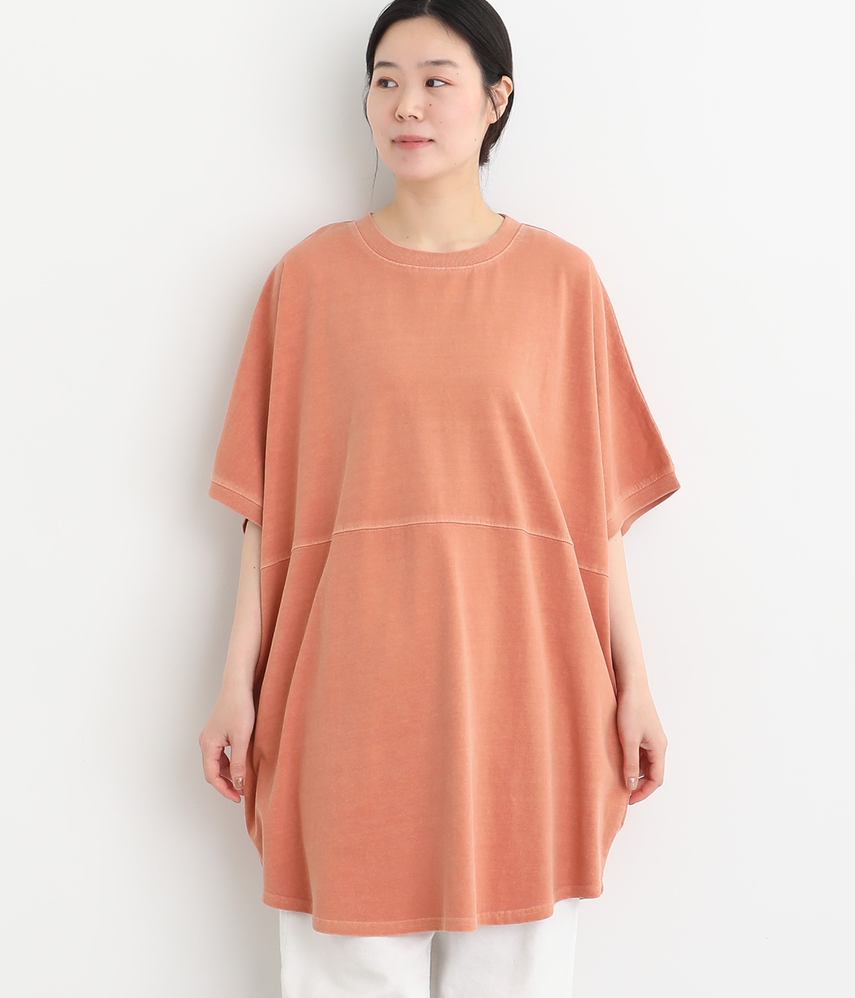 １６SOE天竺ピグメントバイオビックチュニック(アプリコット-ONESIZE)