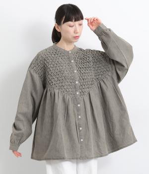 ４．５OZデニムスモッキングシャツ(グレー-ONESIZE)