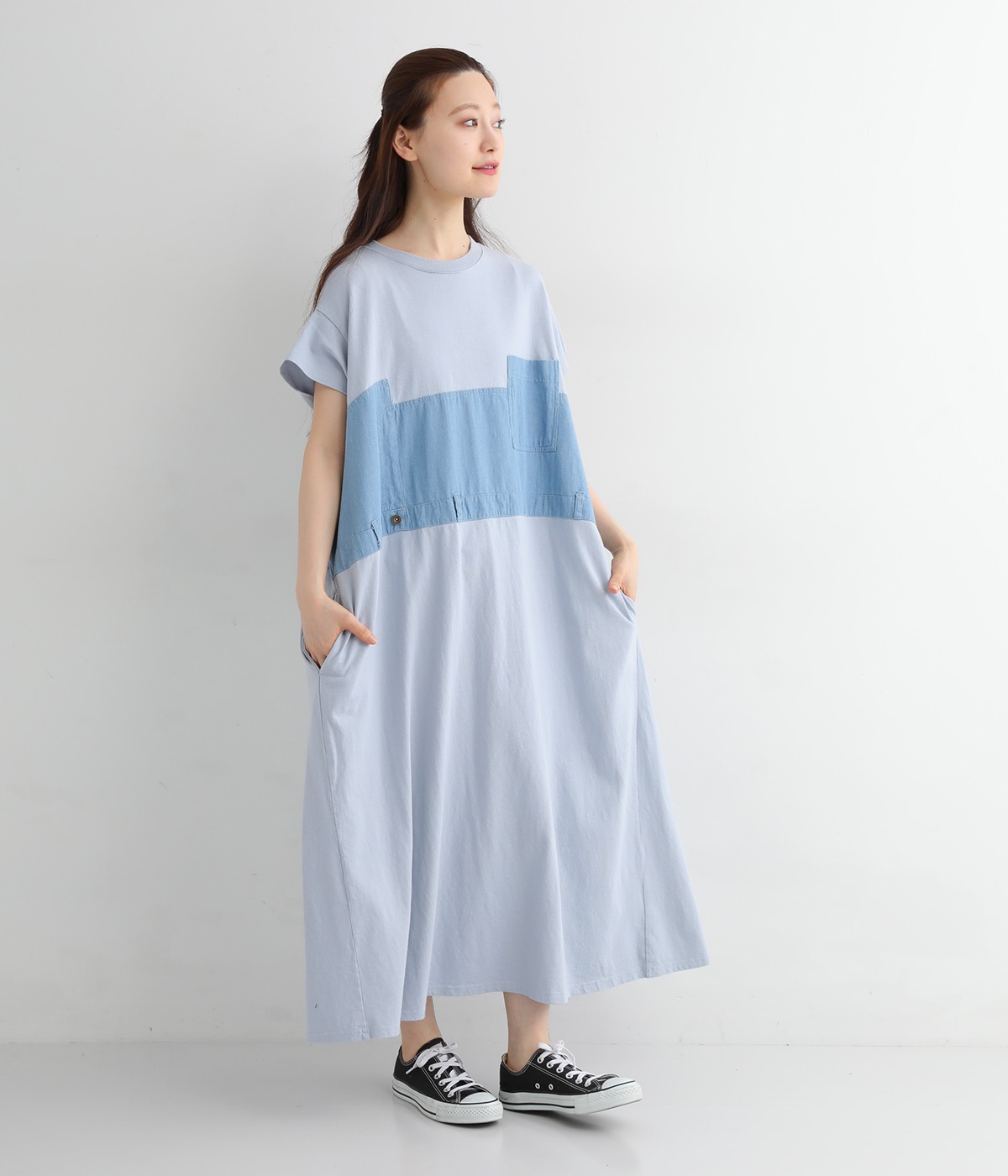 5.5OZデニム切替ワンピース(ユーズド-ONESIZE)