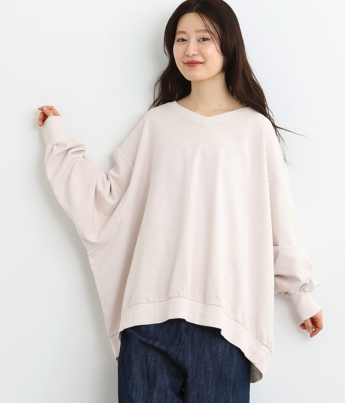 裏毛ピグメントドルマンプルオーバー(ナチュラル-ONESIZE)