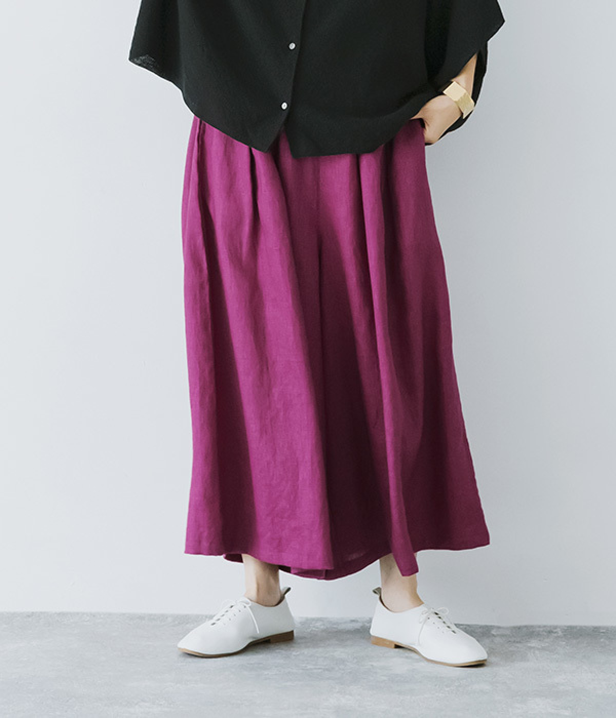 別注｜リネンタックワイドパンツ(パープル-ONESIZE-【コラボ】)