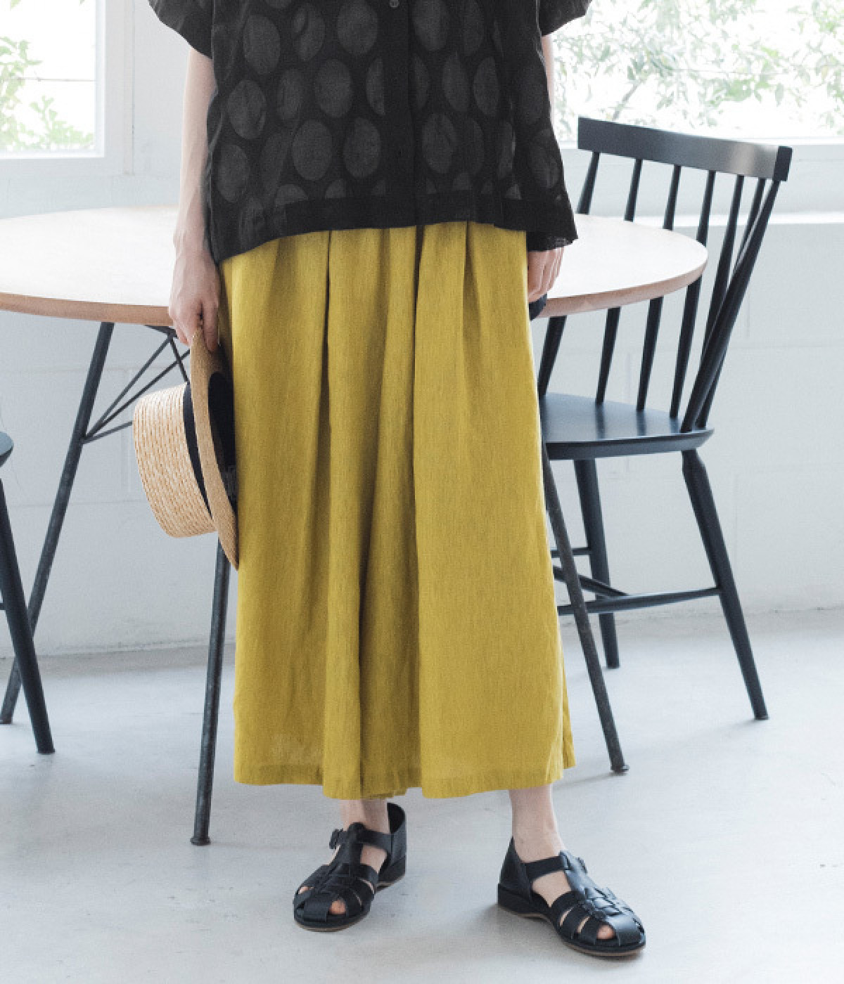 別注｜リネンタックワイドパンツ(マスタード-ONESIZE-【コラボ】)