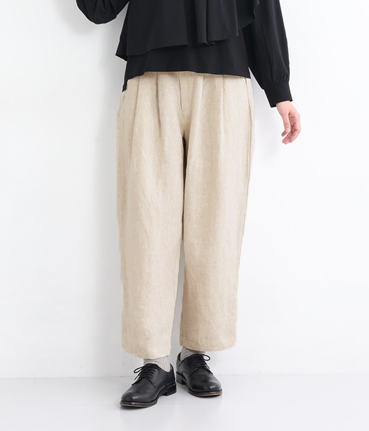 リネンキャンバスタックパンツ(ナチュラル-ONESIZE)
