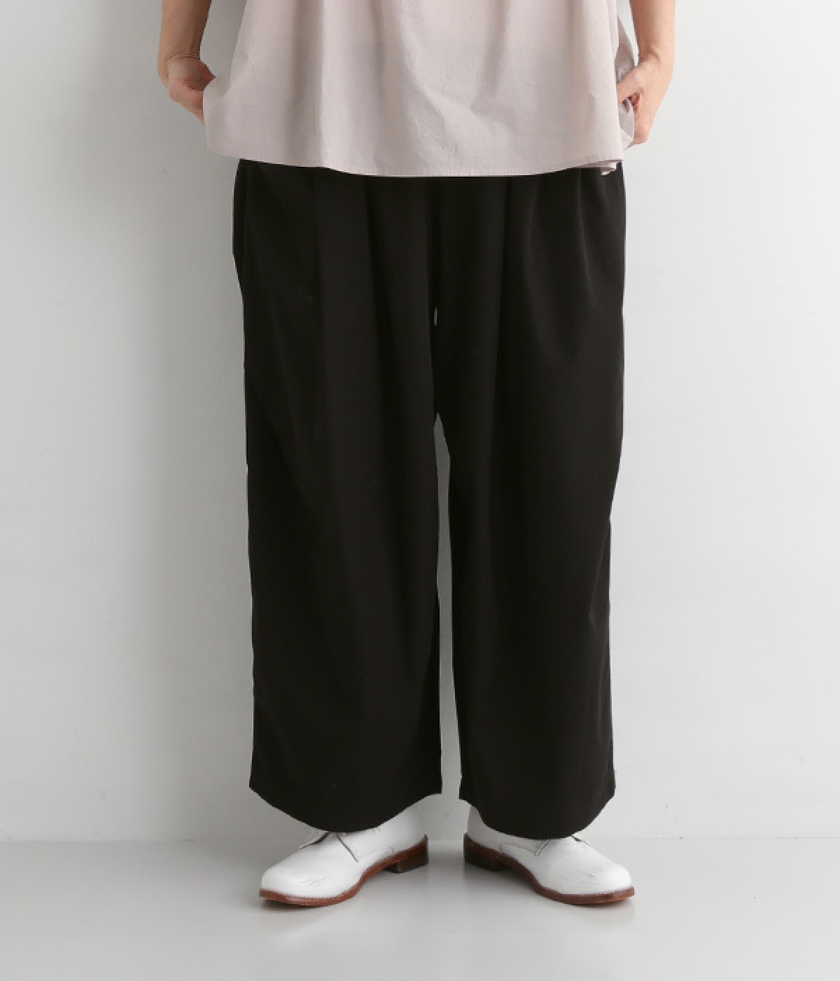 コットンセルロースムジ エッグパンツ(ブラック-ONESIZE)