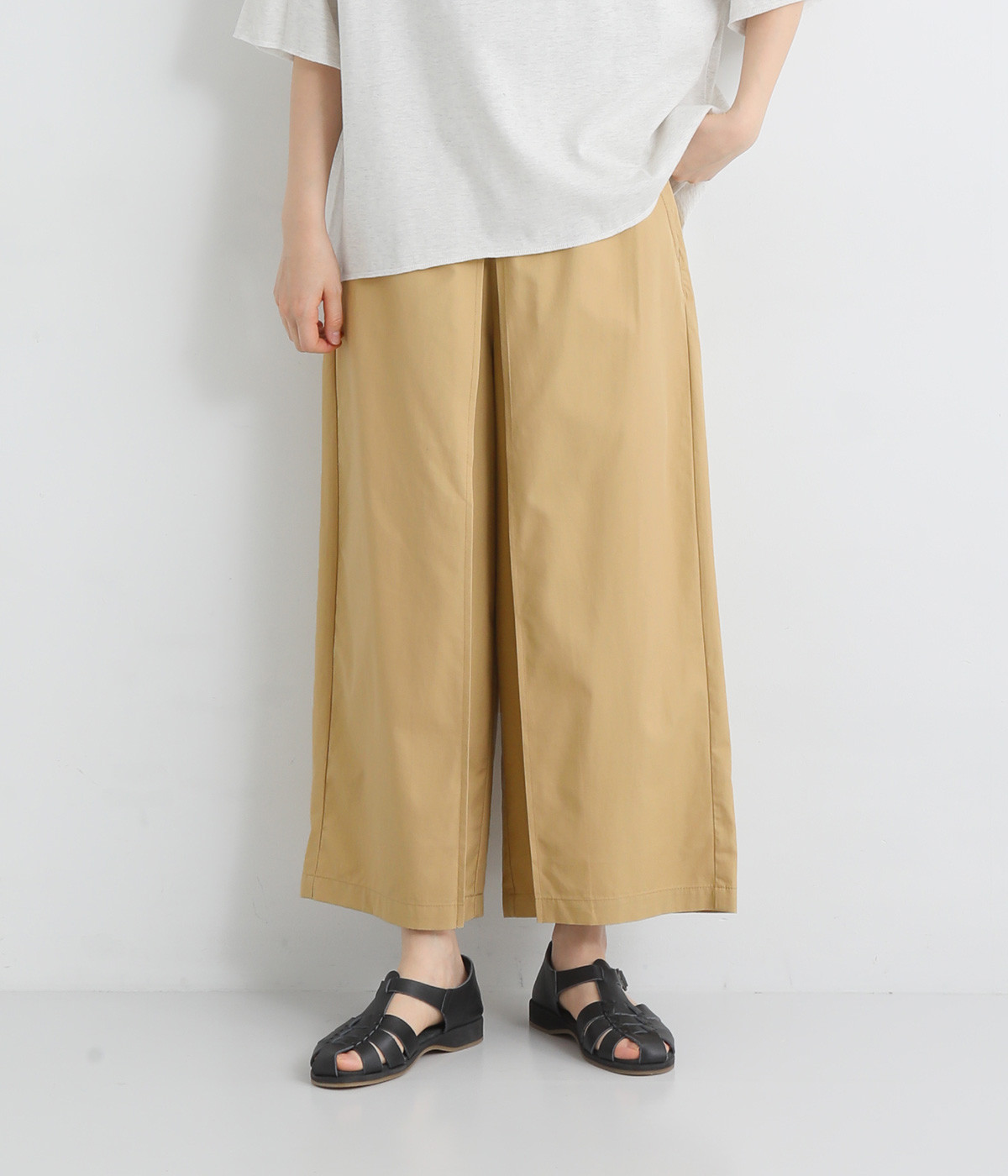 コットンセルロースタックパンツ(ベージュ-ONESIZE)