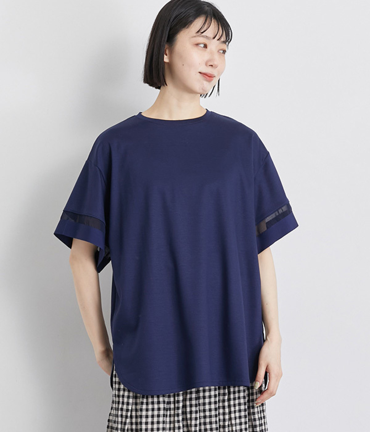 シルケットポンチシアースリーブプルオーバー(ネイビー-ONESIZE)